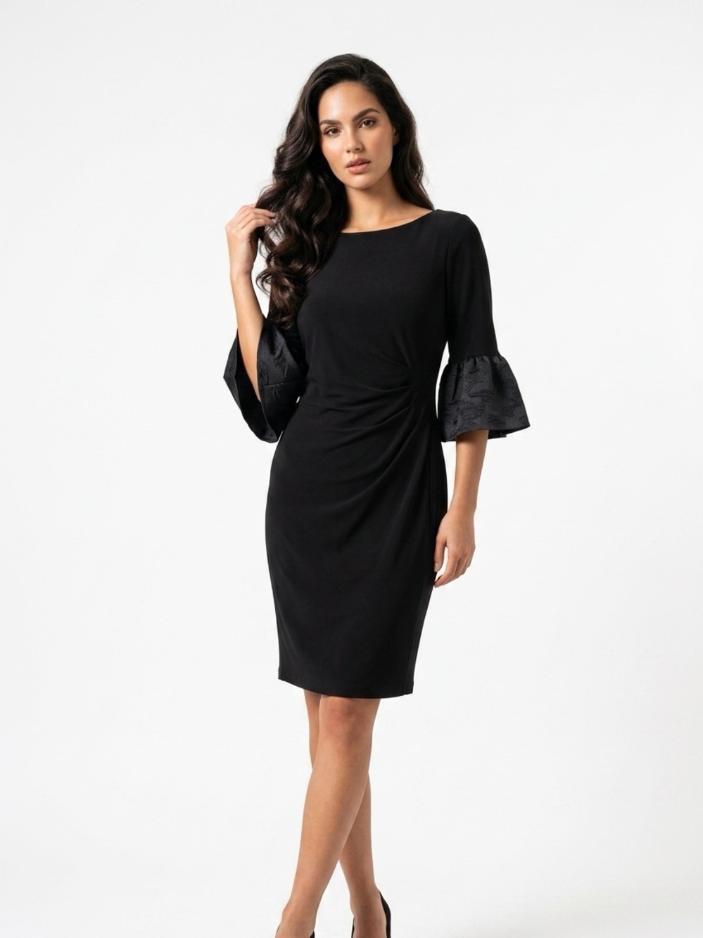 Lauren Ralph Lauren Black Monochrome Minimalist Dress with Bell Sleeves Size 2